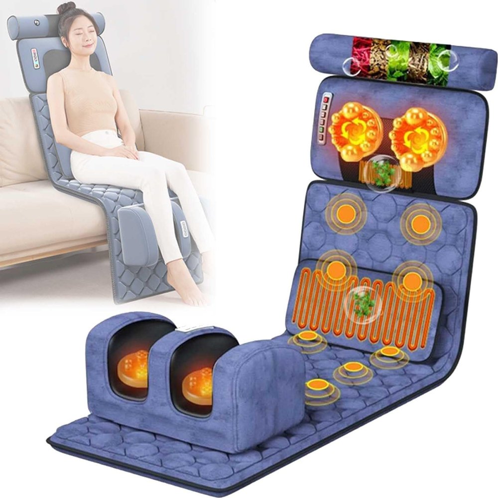 Foldable Full Body Massage Mat with Heat,9 Massage Modes,Vibrating Massage Mattress Pad for Relieving Back Lumbar Leg Pain,Muscle Relaxation,Gifts