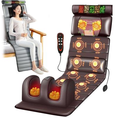 Full Body Massage Mat with Heat,Massage Pad with 10 Vibrating Motors,Foldable Vibrating Massage Mattress Pad for Relieving Back Lumbar Leg,Muscle Relaxation,9 Modes