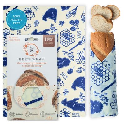 Bee's Wrap Beeswax Wraps for Bread - Beeswax Bread Wrap for Sourdough & Bread Storage - Plastic Free Made in USA Reusable Natural Food Wrap - Bees & Bears