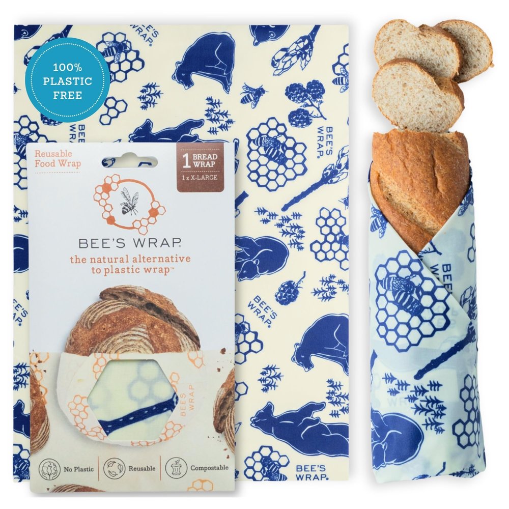Bee's Wrap Beeswax Wraps for Bread - Beeswax Bread Wrap for Sourdough & Bread Storage - Plastic Free Made in USA Reusable Natural Food Wrap - Bees & Bears