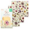 Bee's Wrap Vegan Beeswax Wraps for Food - 3 Pack of Medium Beeswax Wraps - Plastic Free Made in USA Reusable Natural Food Wrap - Meadow Magic Print view 1