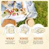 Bee's Wrap Vegan Beeswax Wraps for Food - 3 Pack of Medium Beeswax Wraps - Plastic Free Made in USA Reusable Natural Food Wrap - Meadow Magic Print view 4