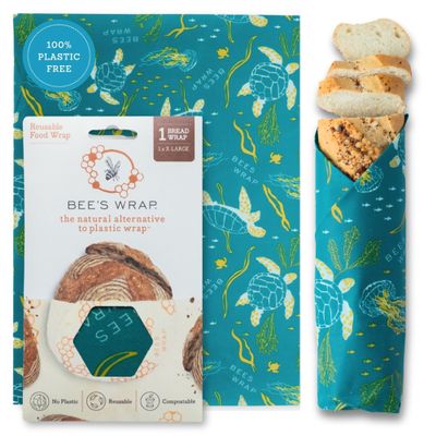 Bee's Wrap Beeswax Wraps for Bread - Beeswax Bread Wrap for Sourdough & Bread Storage - Plastic Free Made in USA Reusable Natural Food Wrap - Ocean