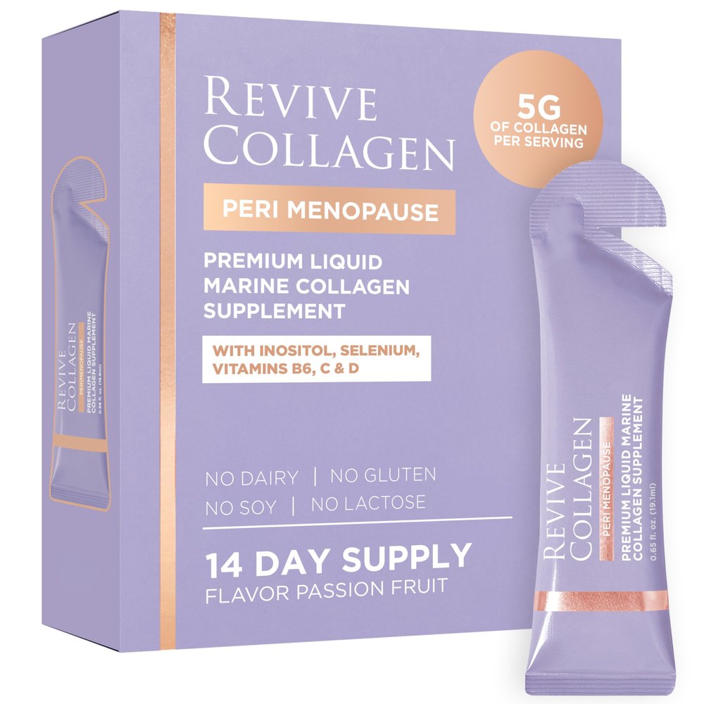 Revive Collagen Perimenopause - 5g Hydrolyzed Marine Collagen Drink for Women, Inositol, Selenium, Vitamin B6, C & D, Supports Skin Wellness & Daily Energy, Passionfruit Flavour 14 Packets