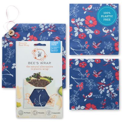 Bee's Wrap Beeswax Food Wraps, 2 Medium & Sandwich Pack - Botanical