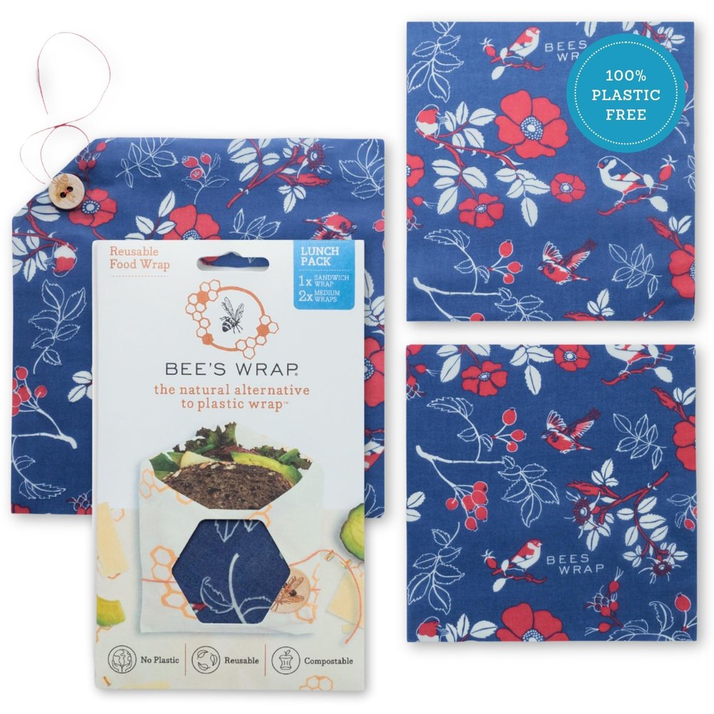 Bee's Wrap Beeswax Food Wraps, 2 Medium & Sandwich Pack - Botanical