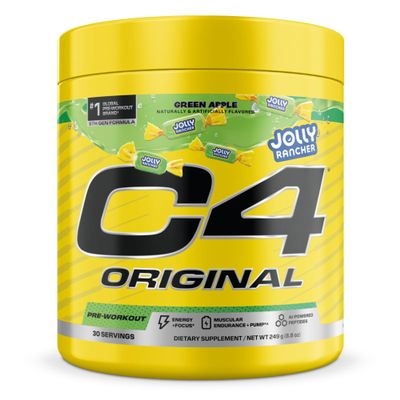 C4 Original Pre Workout Jolly Rancher Green Apple - Pre-Workout for Endurance, Focus & Performance with 200mg Caffeine, Beta-Alanine, Creatine Nitrate, L-Arginine & PeptiPump 30 Servings