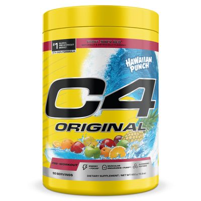 Cellucor C4 Original Pre Workout Hawaiian Punch - Pre-Workout for Endurance, Focus & Performance with 200mg Caffeine, Beta-Alanine, Creatine Nitrate, L-Arginine & PeptiPump Sugar Free, 50 Servings