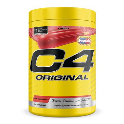 Cellucor C4 Original Pre Workout Popsicle Cherry - Pre-Workout for Endurance, Focus & Performance with 200mg Caffeine, Beta-Alanine, Creatine Nitrate, L-Arginine & PeptiPump Sugar Free, 50 Serv