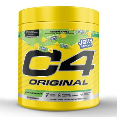 C4 Original Pre Workout Jolly Rancher Green Apple - Pre-Workout for Endurance, Focus & Performance with 200mg Caffeine, Beta-Alanine, Creatine Nitrate, L-Arginine & PeptiPump 25 Servings