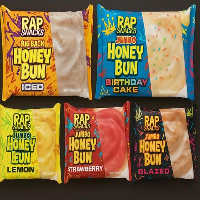 Rap` Snacks Big Back 4 oz Variety Pack Honey Buns; Lemon, Strawberry, Birthday Cake, Iced, and Glazed 2 each flavor (Pack of 10)