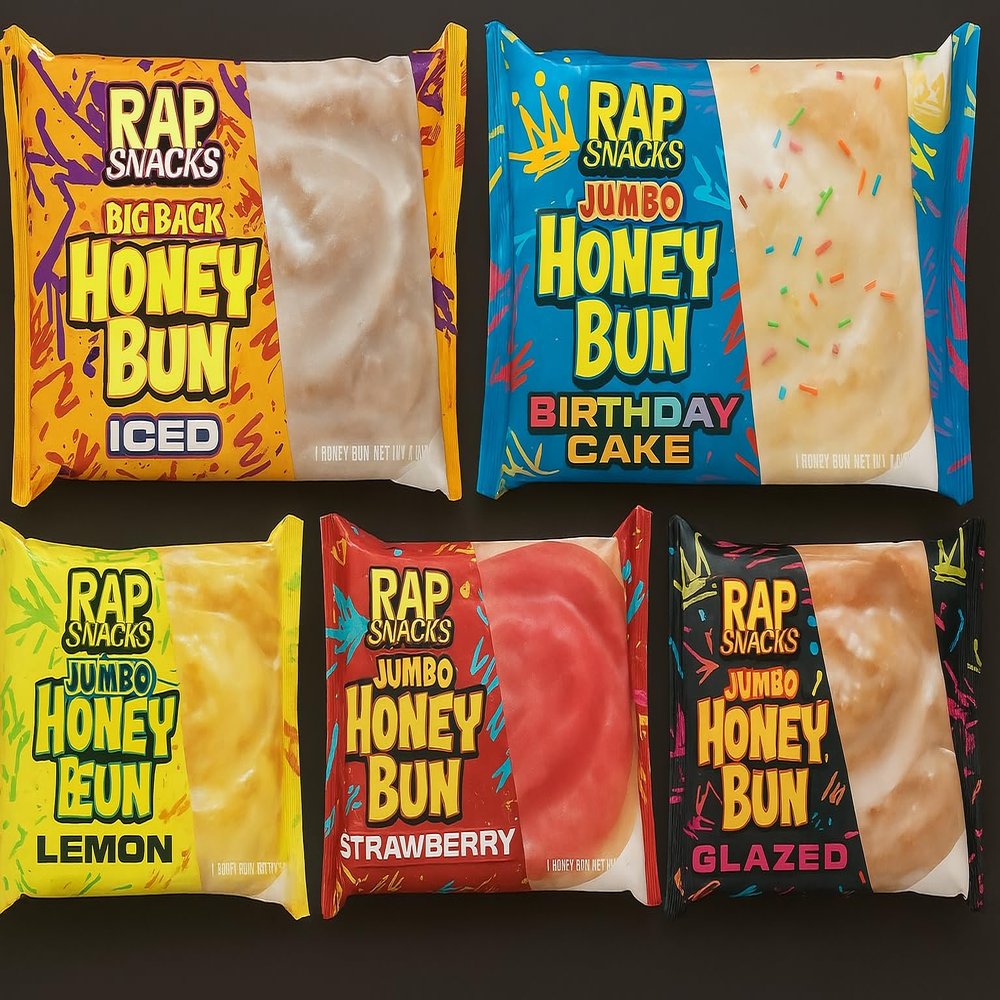 Rap` Snacks Big Back 4 oz Variety Pack Honey Buns; Lemon, Strawberry, Birthday Cake, Iced, and Glazed 2 each flavor (Pack of 10)