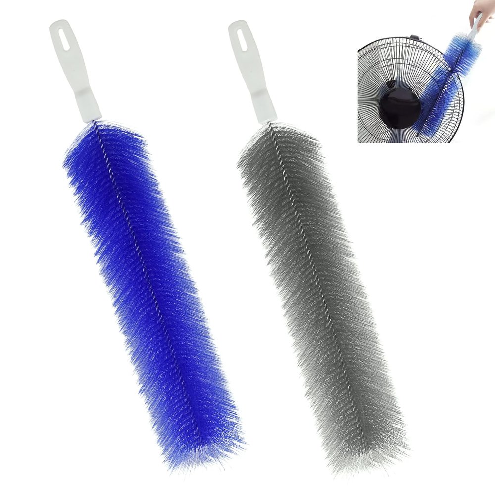 2 Pcs Cobweb Duster, Bendable Fan Cleaner Brushes Set Reusable, Plastic Microfiber Duster for Air Conditioning Shutters,Ceiling Fan, Blades, Curtains,Air Vents(BlueGray)