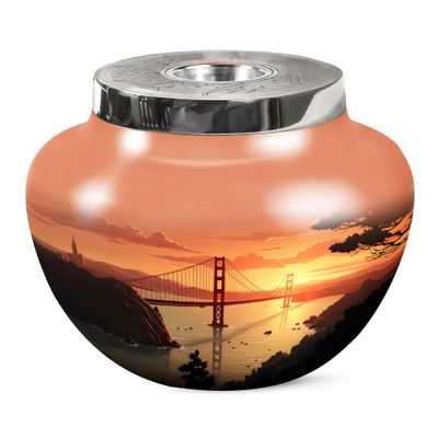 Casketique Golden Gate Bridge Cremation Urns for Adult Ashes Women - Large Sunset Burial Urns for Adult Man - Memorial Funeral Gift - 10 Inch