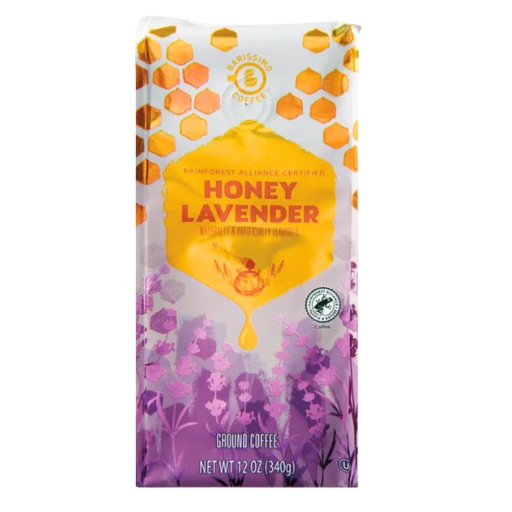 1 Bag Limited Edition Honey Lavender Ground Coffee 12oz (340g), Smooth Floral Medium Roast Flavored Coffee Gourmet Aromatic Specialty Ground Coffee for Drip Brewer French Press & Pour Over Small Batch Premium Blend