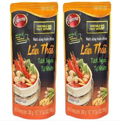 1 Pack - Thai Hot Pot Soup Base Extract - Nuoc Cot Lau Thai Tuoi Ngon Tu Nhien - 6 Oz per Bag with 2 Bags per Order