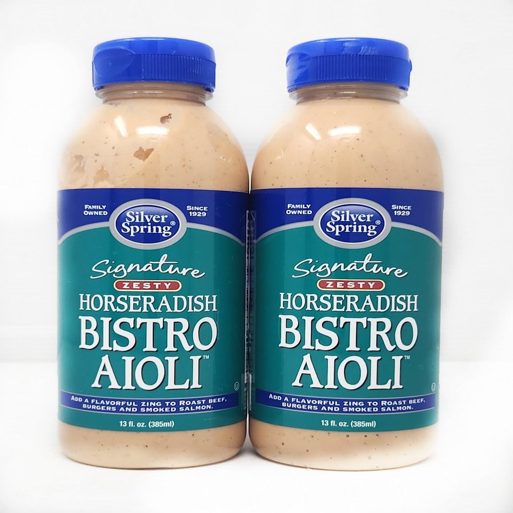 2 Pack of Signature Savory 13oz Bottles Silver Spring Aioli and Sauces Family Owned Since 1929 (Zesty Horseradish Bistro Aioli)