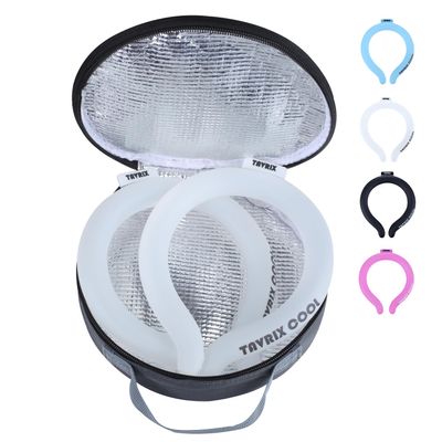 2Pack Neck Cooling Tubes with Insulated Cooler Bag - Reusable Ice Neck Cooler for Hot Weather, Hands Free Cooling Ring, Chill Relief for Men & Women, Outdoor, Indoor, Sports, Travel (White*2, M)