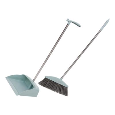 SOLUSTRE Broom and Dustpan Set for Home Cleaning High-Resistant Dustpan Long Handle Household Broom Kit for Dorm and Office Use