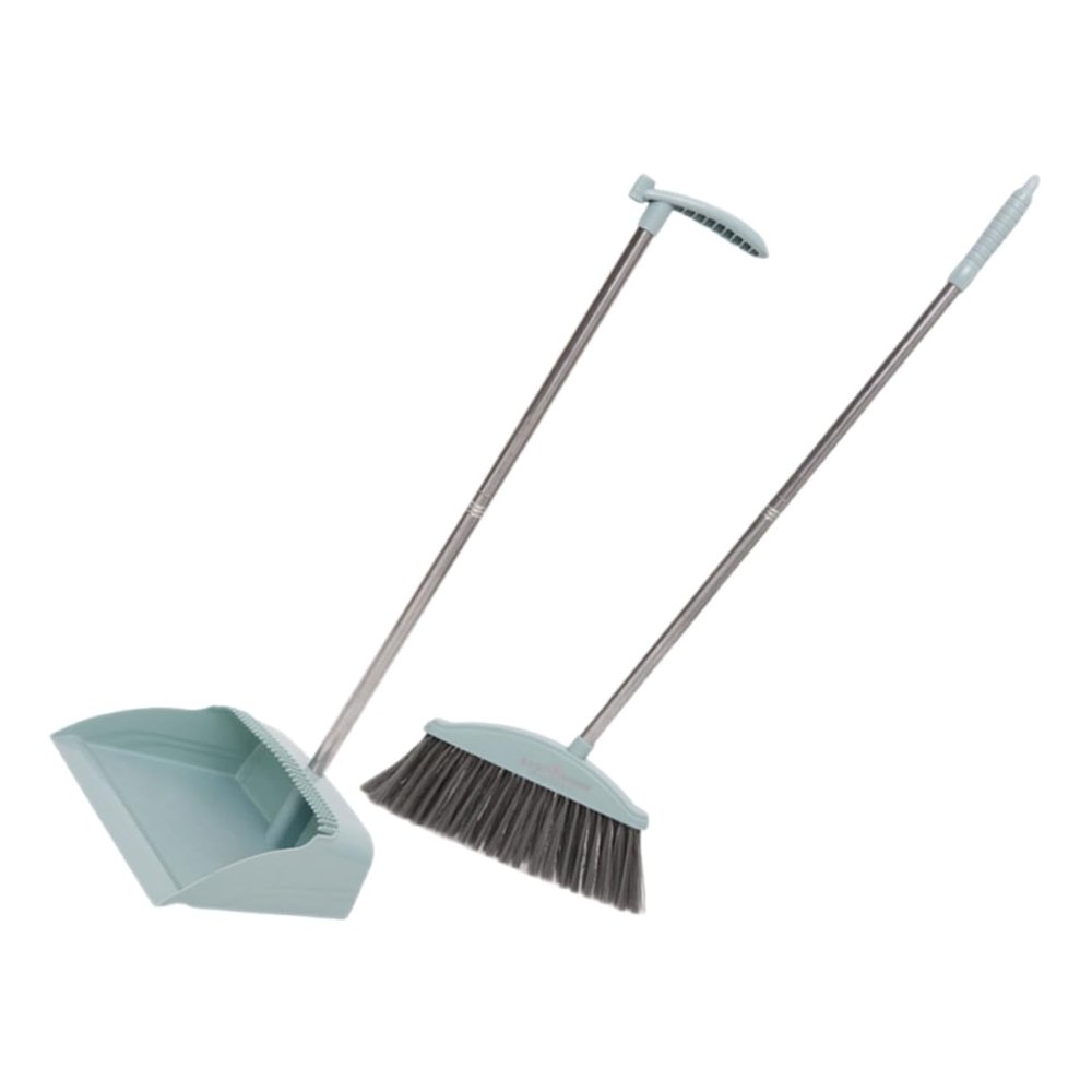 SOLUSTRE Broom and Dustpan Set for Home Cleaning High-Resistant Dustpan Long Handle Household Broom Kit for Dorm and Office Use