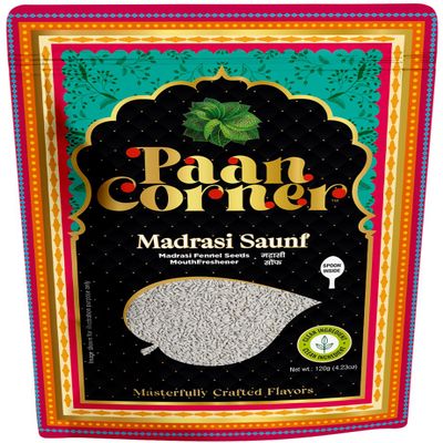 Paan Corner Madrasi Saunf, Fennel Seeds Mouth Freshener with Spoon, 4.23 oz