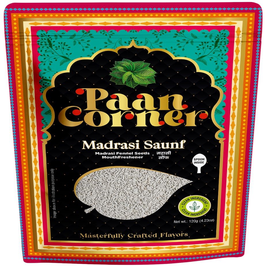 Paan Corner Madrasi Saunf, Fennel Seeds Mouth Freshener with Spoon, 4.23 oz