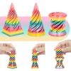 3 Packs Spiral Fidget Impossible Cone,3D Printed Optical Illusion Desk Toys Stress Relief Sculpture, Unique Office Gifts Teens Adults Kids Stocking Stuffers Christmas White ElephantRainbow view 1