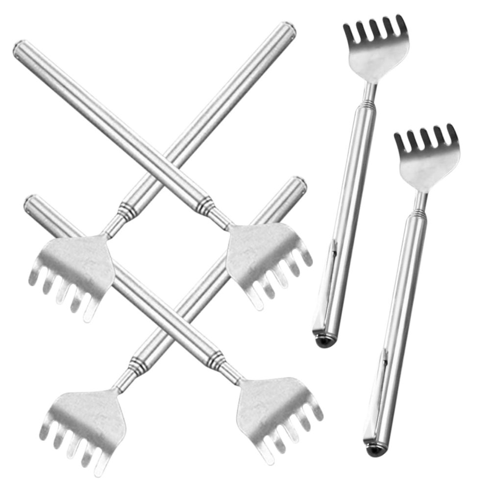 Baluue Telescoping Back Scratcher Set of 6 Stainless Steel Portable Body Massager for Back Itching Relief Extendable Scratchers for Adults and Seniors