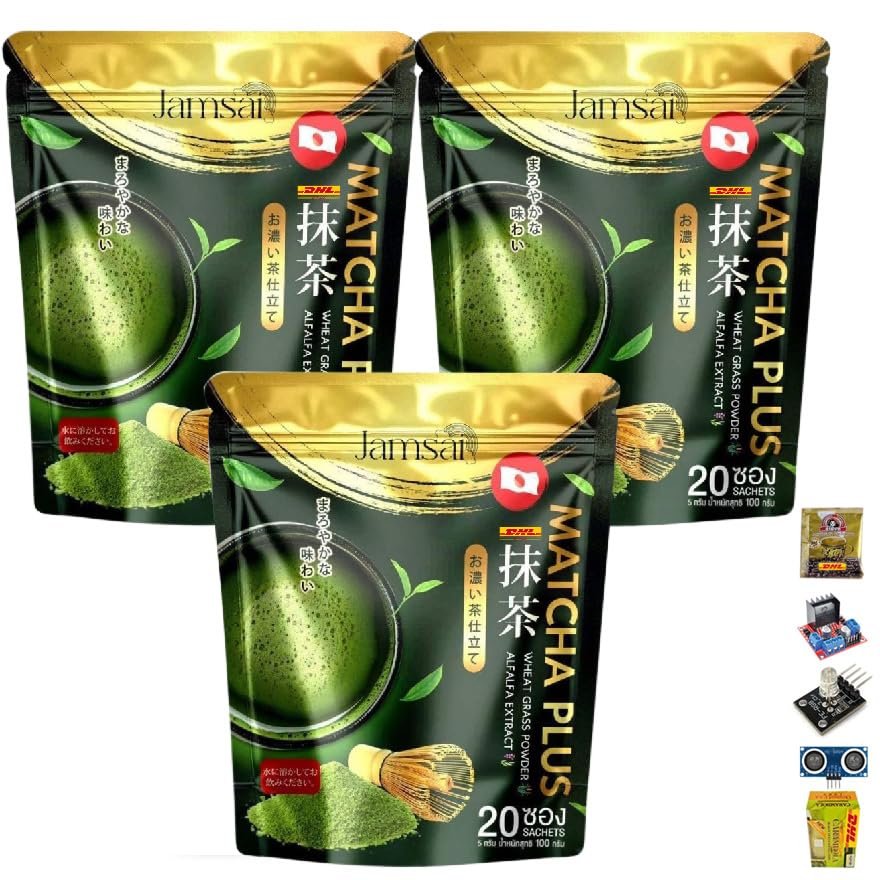 20 Sachets/Pack (100g) Premium Intense Delicious Fruit Snack Jamsai Matcha Green Tea Japan (of 3) By Beautygoodshop [Get Free For You Beauty Gifts]