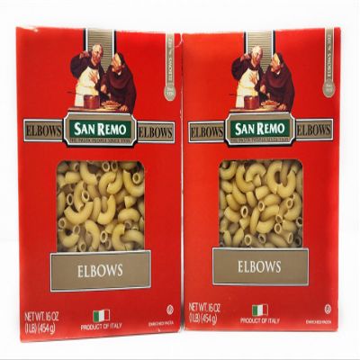 2 Boxes of Pasta Imported From Italy San Remo The Pasta People Since 1946 (16oz, Elbows)