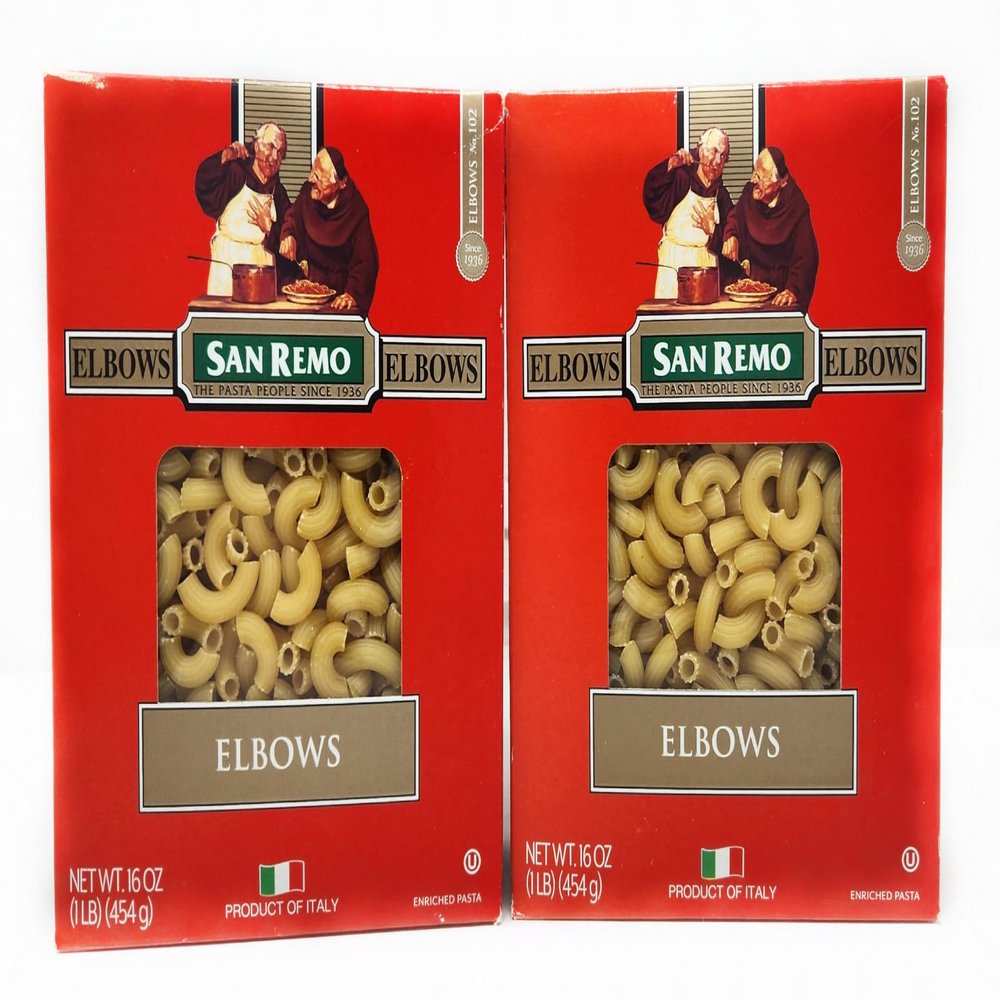 2 Boxes of Pasta Imported From Italy San Remo The Pasta People Since 1946 (16oz, Elbows)