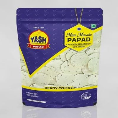 Yash Disco Masala Papad - Quality Coin Papads | 250gm Pack| Appadam | Pappadam | Prepared under Strict Hygiene Conditions | Delicious & Digestive | Perfect Meal Companion | Balanced Spices | Ready to Cook | Easy To cook in microwave .