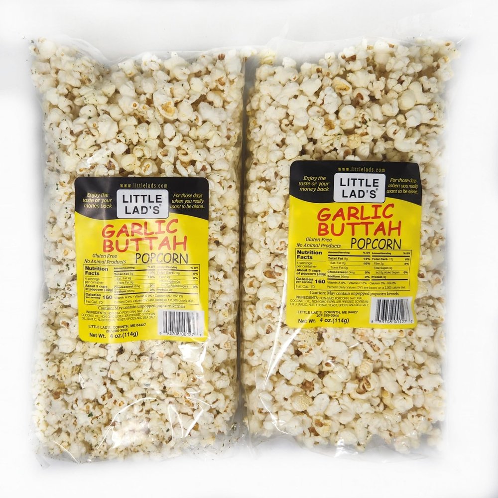 2 Pack of Popcorn Little Lad's Assorted Flavors (4oz, Garlic Buttah)