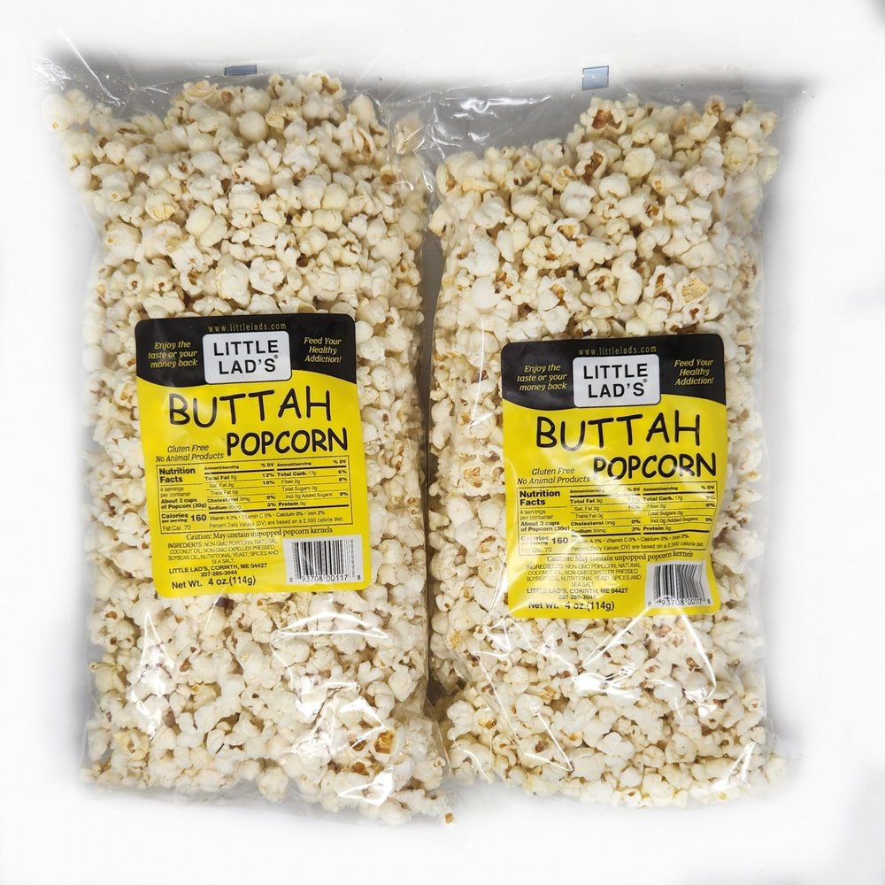 2 Pack of Popcorn Little Lad's Assorted Flavors (4oz, Buttah Popcorn)