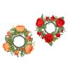 Cabilock 2pcs Artificial Candle Wreaths Lifelike Leaves Decorative Centerpieces for Weddings Valentine Day and Home Decor view 1