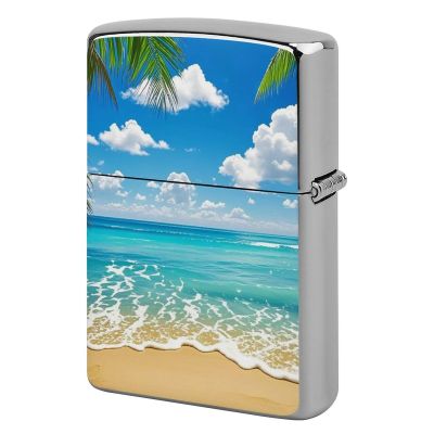 Hawaiian Beach Lighter Case, Personalized Metal Lighter Sleeve, Double-Sided Lighters Cover for Standard Lighters, Stylish & Unique Idea
