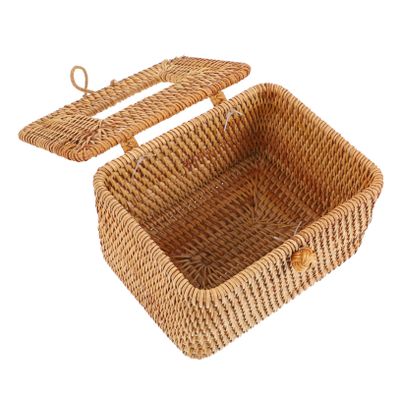 BUGUUYO Multi-Purpose Rattan Tissue Holder Stylish Japanese Woven Tissue Storage Box for Home Decor Compact Design for Easy Organization of Facial