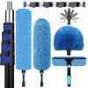 25ft High Ceiling Duster Kits with 5-18ft Heavy Duty Extension Pole - Fan Blade Cleaner, Cobweb Remover & Blue Window Squeegee Kit, Washable Dust Brush for High Roof and Glass Surfaces view 1