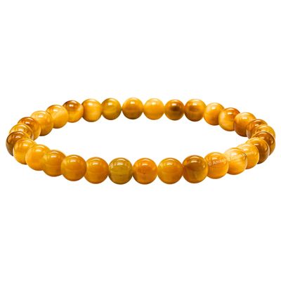 Amazing Gemstone Yellow Cats Eye Bracelet for Women Men's Gifts - Yellow Cats Eye Protection Healing Crystal Bracelet - 6mm Gemstone Beaded Stretchable Bracelet
