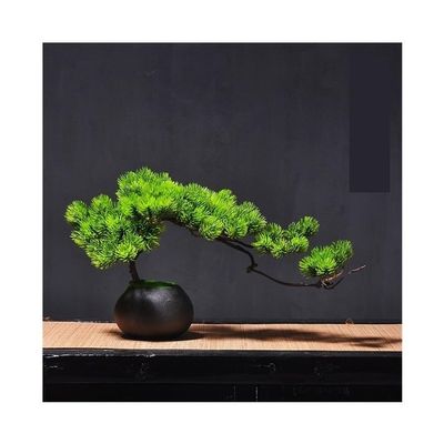 YXIANG56Q Fake Plants Simulation Welcome Pine Beauty Pine and Bonsai Ornaments Home Living Room Potted Plants Bonsai Tree(Green)