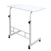 balurukt Adjustable Overbed Bedside Table with Wheels Pneumatic Mobile Standing Desk Laptop Desk Rolling Computer Cart Movable Overbed Tables,Hospital Tray Table, Bedside Rolling Overbed Table White M view 1