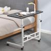 balurukt Adjustable Overbed Bedside Table with Wheels Pneumatic Mobile Standing Desk Laptop Desk Rolling Computer Cart Movable Overbed Tables,Hospital Tray Table, Bedside Rolling Overbed Table White M view 2