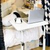 balurukt Adjustable Overbed Bedside Table with Wheels Pneumatic Mobile Standing Desk Laptop Desk Rolling Computer Cart Movable Overbed Tables,Hospital Tray Table, Bedside Rolling Overbed Table White M view 4