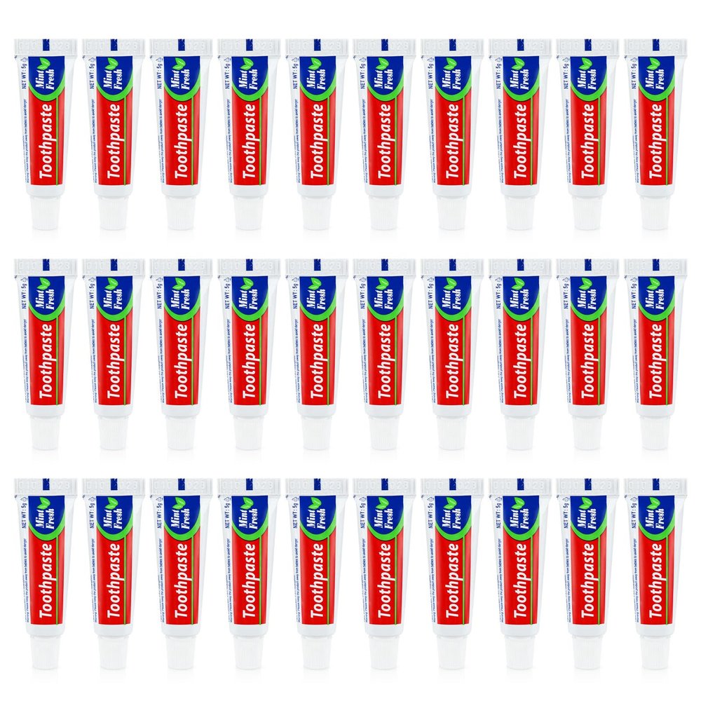 30 Tubes Bulk Travel Size Mini Toothpaste, 0.176oz Disposable Mint Flavor Pocket Teeth Paste Small Essential Toothpaste for Travel, Home/Hotel/Guests/Charity/Homeless/Camping Oral Care (Single Use)