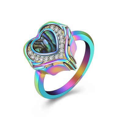 BIAIHQIE Cremation Jewelry for Ashes Heart Urn Ring for Women Cremation Ring Holds Loved Ones Ashes-9-Colorful