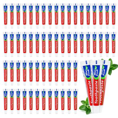 60 Tubes Bulk Travel Size Mini Toothpaste, 0.35 oz Disposable Mint Flavor Pocket Teeth Paste Small Essential Toothpaste for Travel, Home/Hotel/Guests/Charity/Homeless/Camping Oral Care (Single Use)