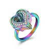 BIAIHQIE Cremation Jewelry for Ashes Heart Urn Ring for Women Cremation Ring Holds Loved Ones Ashes-8-Colorful