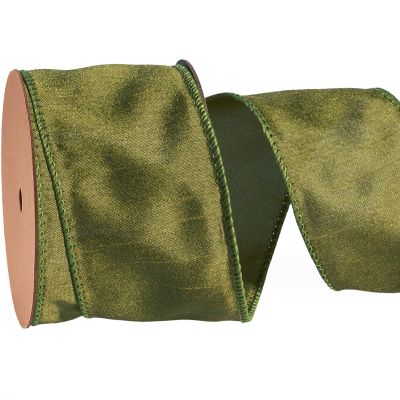 LaRibbons Moss Green Ribbon Wired 2.5 Inch x 10 Yards Christmas Dupioni Green Ribbon for Gift Wrapping Flower Bouquet Wreath Bow Party Home Decoration