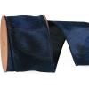 LaRibbons Navy Ribbon Wired Christmas Blue Dupioni, 2.5" x 10 Yards view 1
