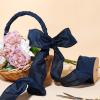 LaRibbons Navy Ribbon Wired Christmas Blue Dupioni, 2.5" x 10 Yards view 3